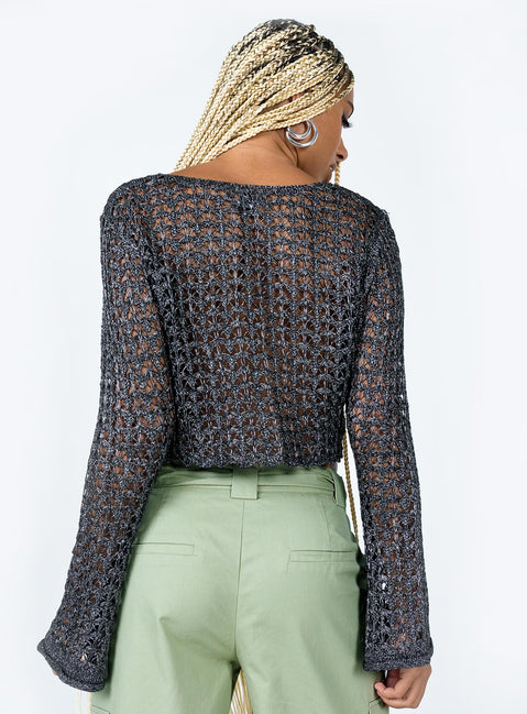 product Princess Polly Full Sleeves Scoop Neck  Mystical Long Sleeve Top Black