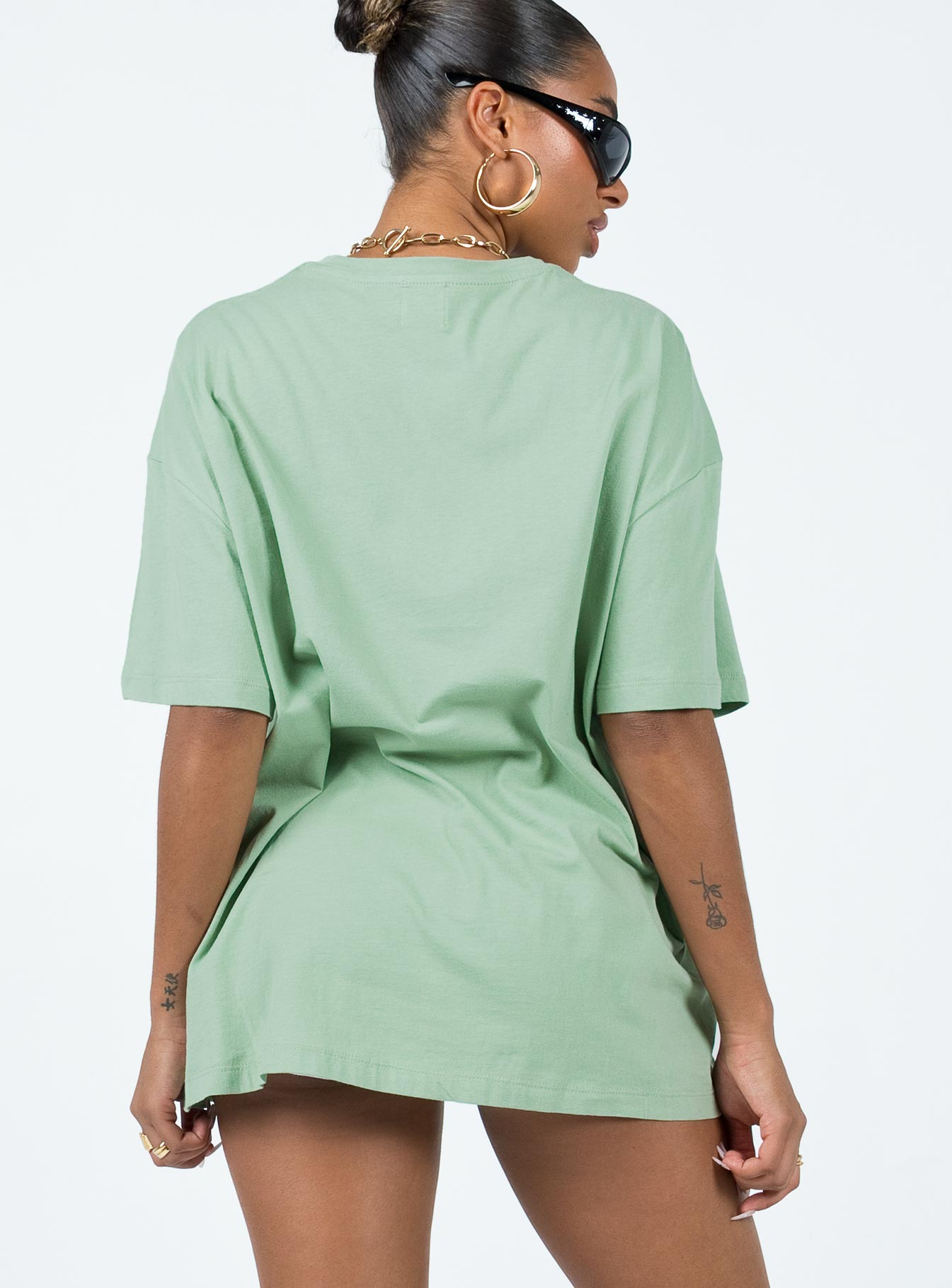 product Princess Polly Half Sleeves Crew Neck  Take Care Oversized Tee Green