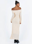 Princess Polly Square Neck  Lefler Off The Shoulder Maxi Dress Beige