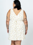 product Princess Polly Crew Neck  Nellie Mini Dress White / Yellow Floral Curve