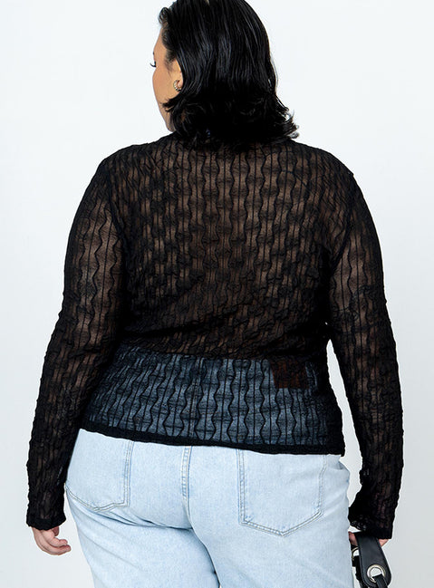 product Princess Polly Full Sleeves Plunger  Marcos Long Sleeve Top Black Curve