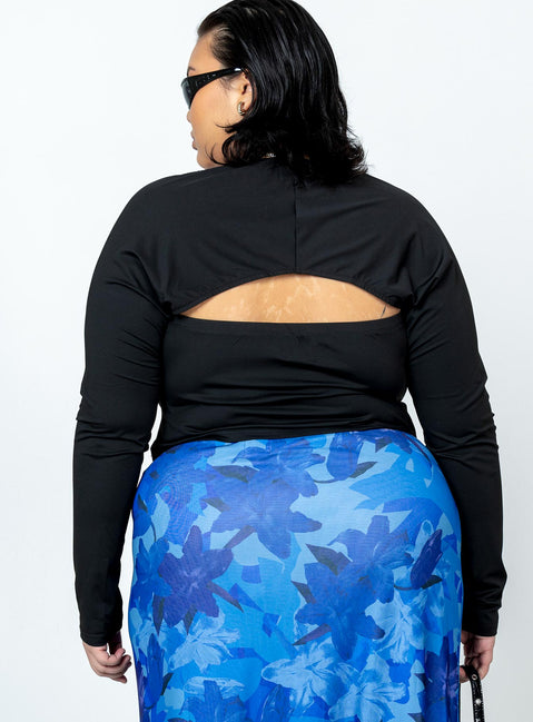 product Princess Polly Full Sleeves Square Neck  Deandra Top Black Curve