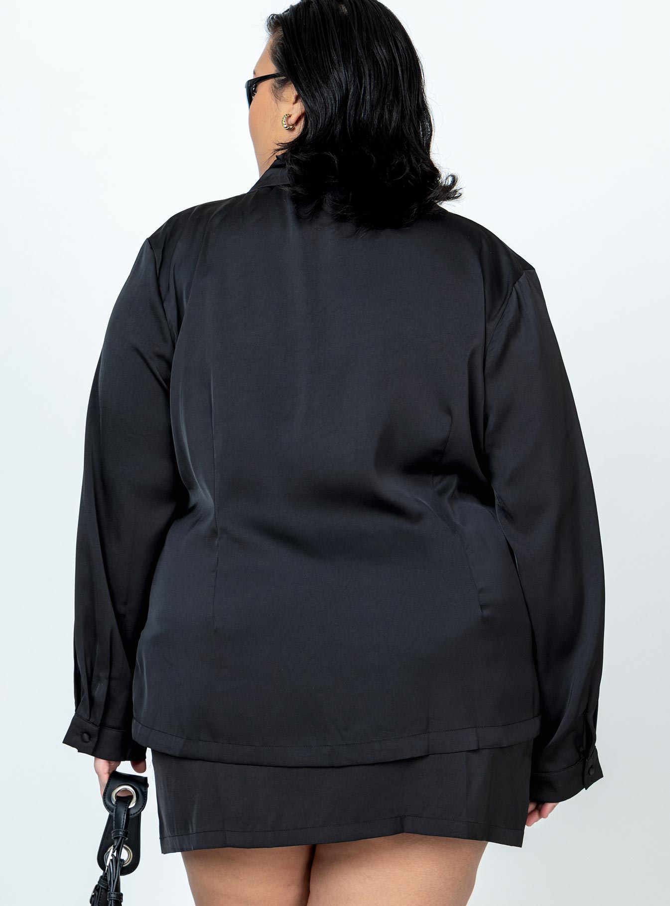 Matching set Long sleeve top  Lapel collar  Hook fastening  Mini skirt  Invisible zip fastening at side Spare button included 