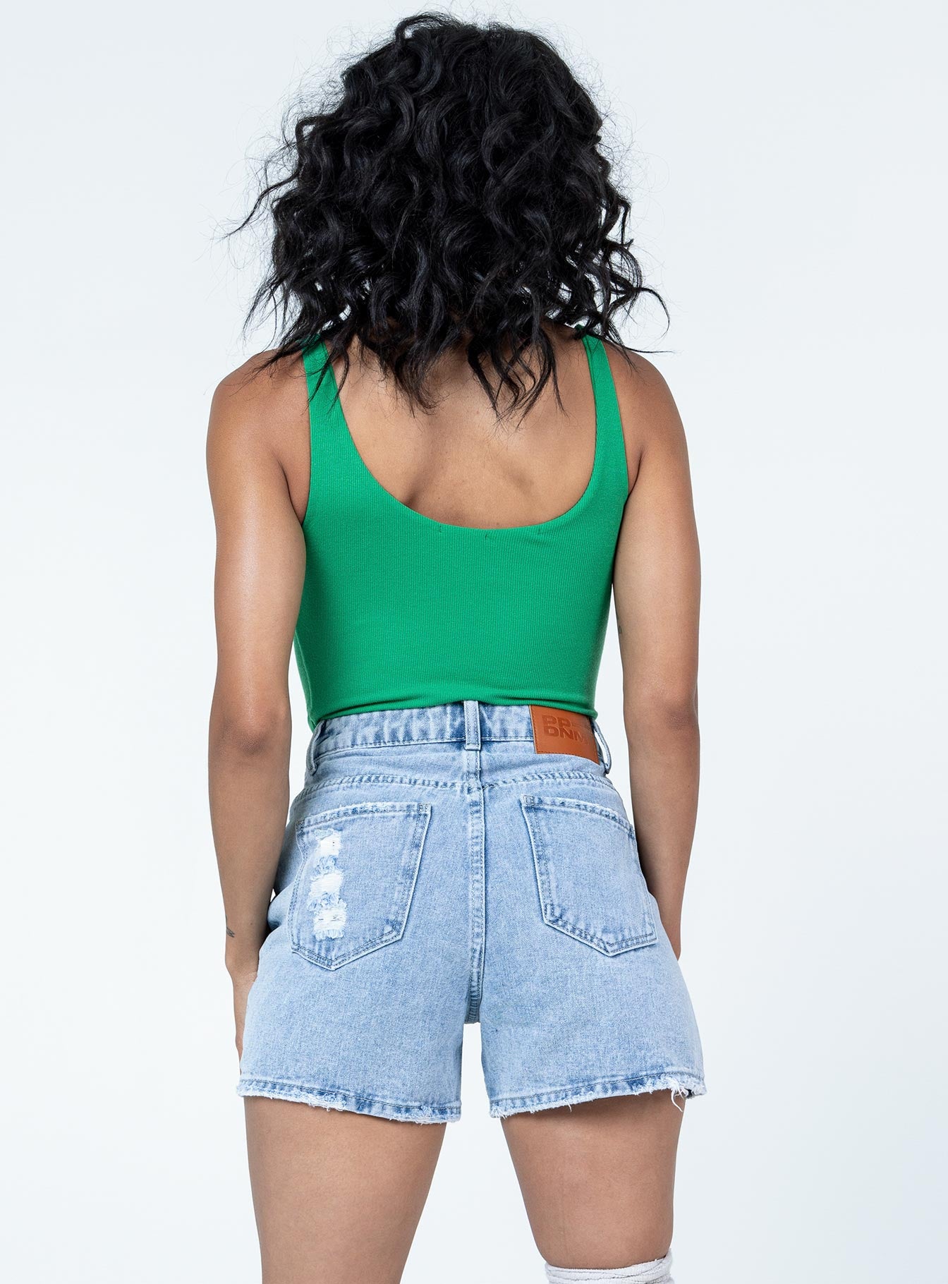 Shorts 100% cotton Lightwash denim  High waisted  Zip & button front fastening  Classic five-pocket design  Belt looped waist  Distressed rips 
