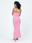 back view of model wearing Princess Polly Oscar Midi Dress Pink Square Neck 