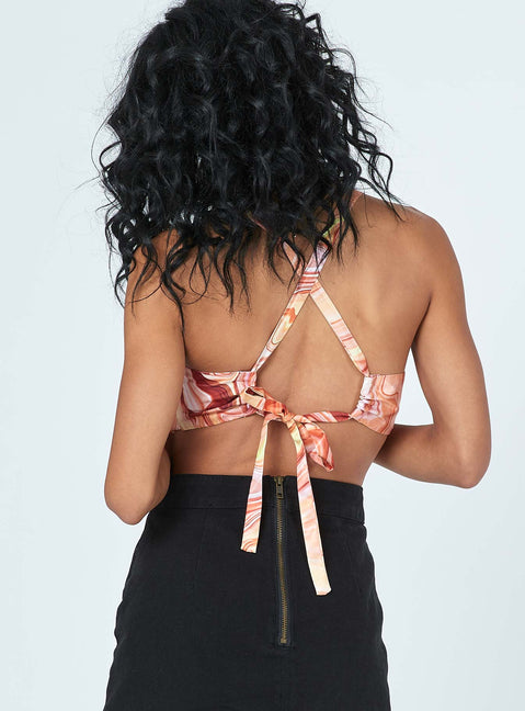 back view of model wearing Princess Polly Gracen Top Orange 