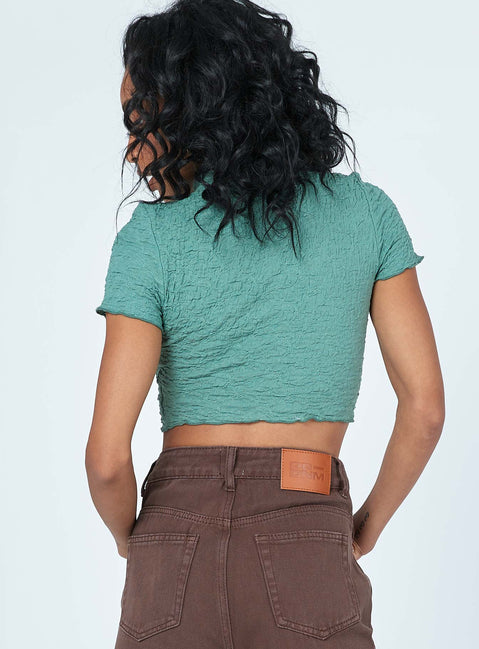 back view of model wearing Princess Polly Imani Top Green 