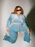 Velour Hoodie Blue Curve Princess Polly  Cropped 