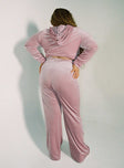 product Princess Polly High Waisted Pants  Velour Track Pant Pink Curve