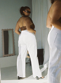 product Princess Polly High Waisted  Cece Hammer Wide Leg Knee Rip Jeans White Denim Curve