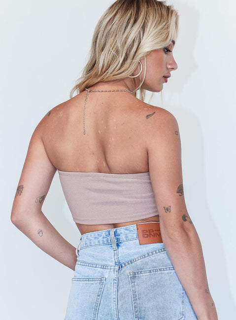 back view of model wearing Princess Polly Kerlin Top Brown 