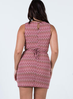 back view of model wearing Princess Polly Aspin Mini Dress Multi 