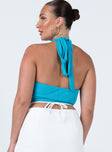 back view of model wearing Princess Polly Kaylen Top Teal 