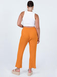 back view of model wearing Princess Polly Ginny Ribbed Knit Pants Orange 