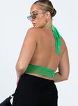 back view of model wearing Princess Polly Flower Power Top Green 