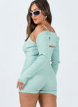 Bolero and romper set Ribbed material Romper Adjustable shoulder straps Long sleeve bolero