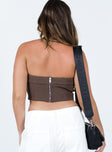 back view of model wearing Princess Polly Chadwick Top Brown 