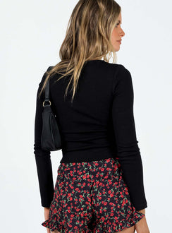 product Princess Polly Full Sleeves V-Neck  Basalt Long Sleeve Top Black