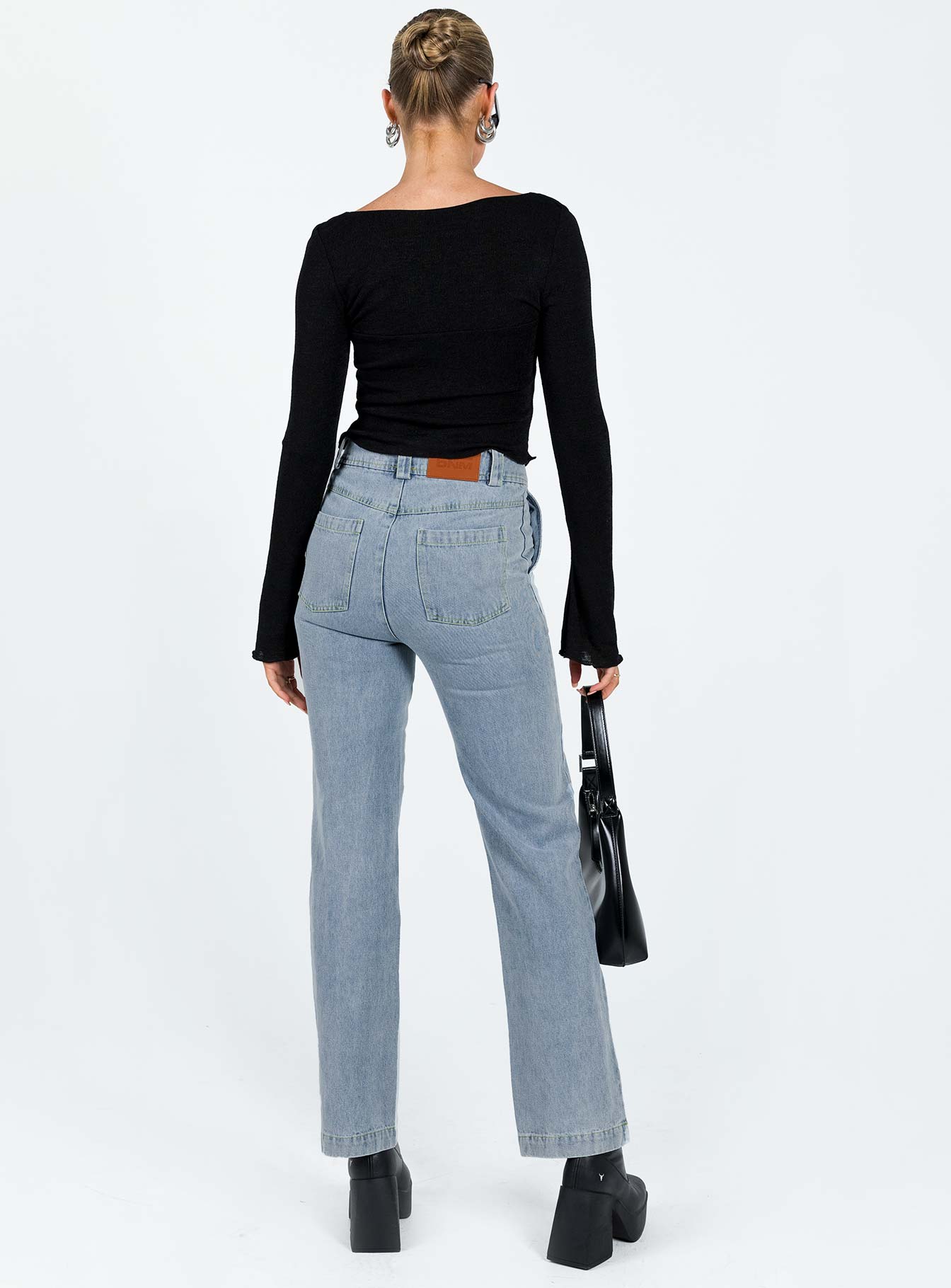 product Princess Polly High Waisted  Ikena Straight Leg Jeans Light Wash Denim