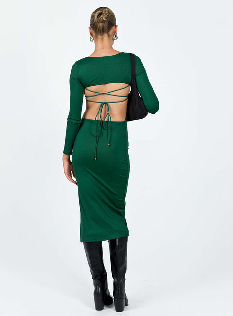 product Princess Polly Crew Neck  Esplin Long Sleeve Midi Dress Green