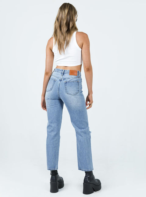product Princess Polly High Waisted  Calisto Straight Leg Jean Light Wash Denim
