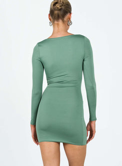 product Princess Polly High Neck  Brewer Long Sleeve Mini Dress Green