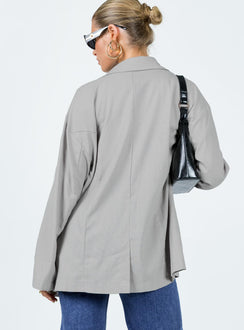 Amber Oversized Linen Blazer Grey