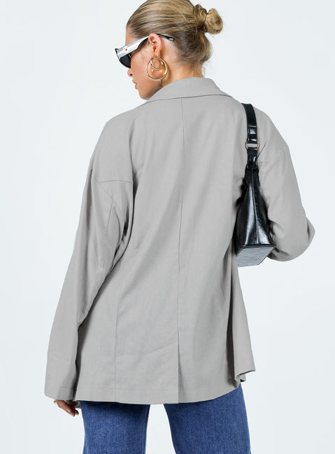 Amber Oversized Linen Blazer Grey