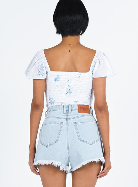 Doughty Shorts Light Wash Denim Princess Polly mid-rise 