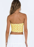 Front view of model wearing  front Princess Polly Sleeveless Square Neck  Dayrella Tube Top Yellow