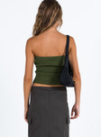 Green tube top Ribbed knit material Good stretch Unlined