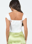 Corset top Satin & lace material Puff sleeves  Wired cups Hook & eye fastening at front Non-stretch