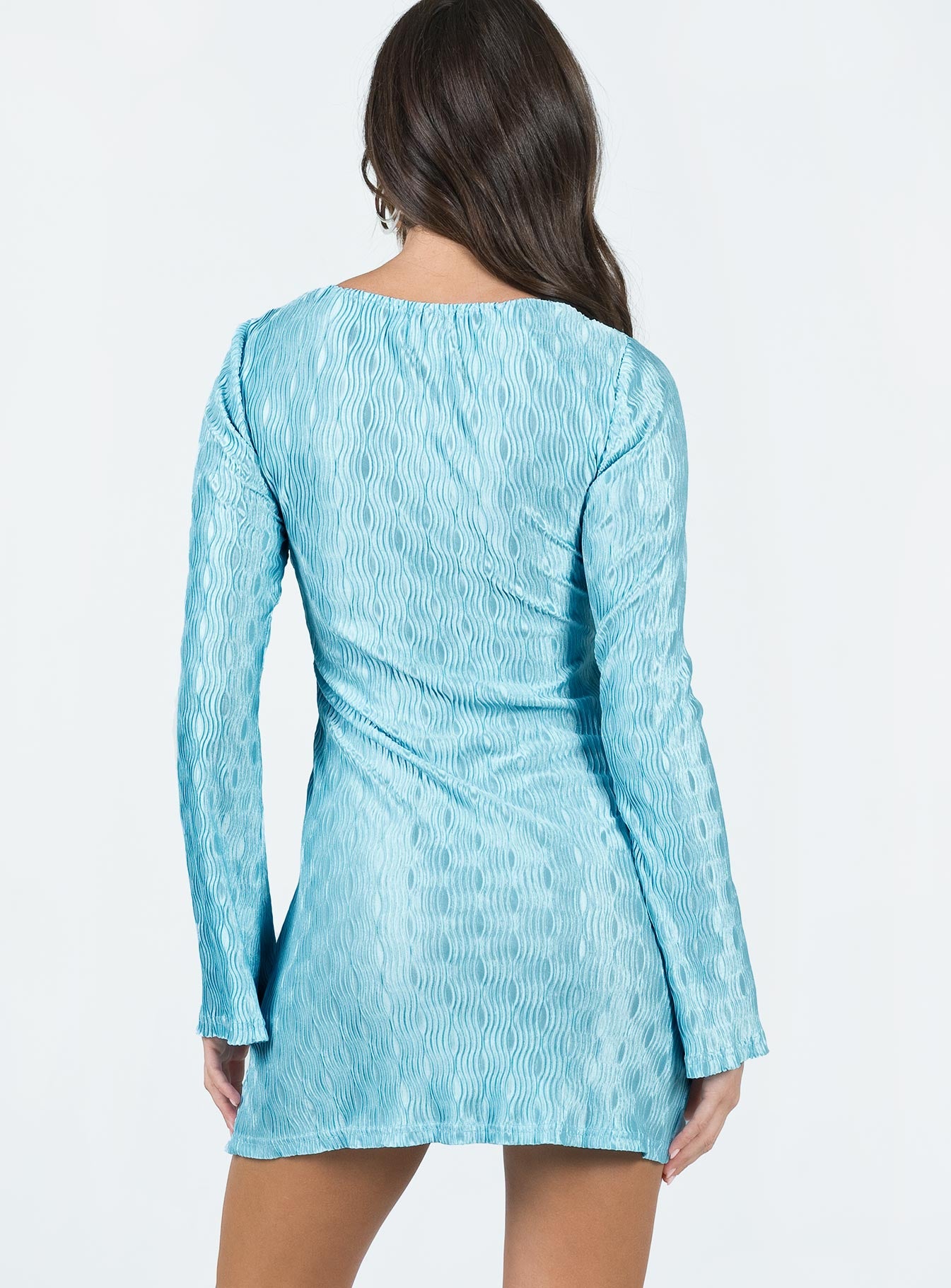 product Princess Polly High Neck  Breah Long Sleeve Mini Dress Blue