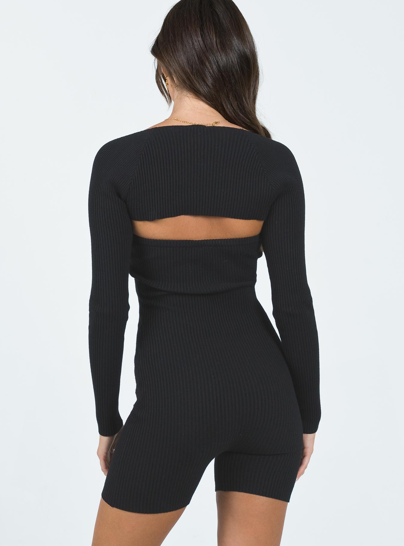 Set Ribbed material Strapless romper Long sleeve bolero