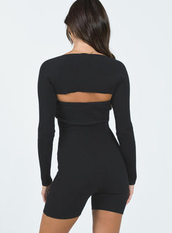 Set Ribbed material Strapless romper Long sleeve bolero