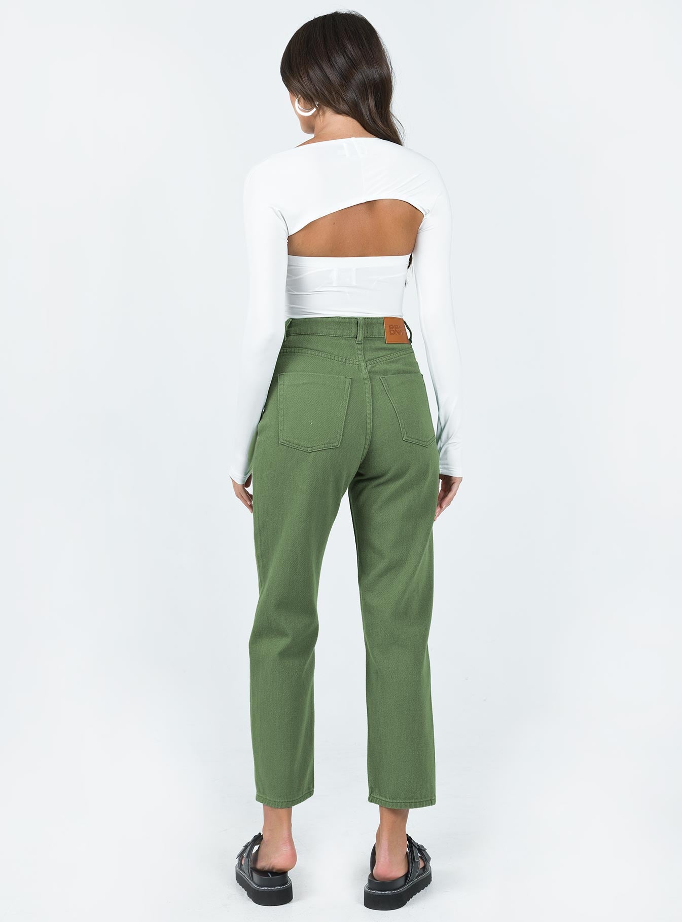 product Princess Polly High Waisted  Leta Straight Leg Denim Jeans Khaki