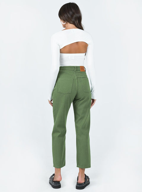 product Princess Polly High Waisted  Leta Straight Leg Denim Jeans Khaki