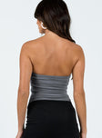 back view of model wearing Princess Polly Raney Bodysuit Grey Sleeveless straight 