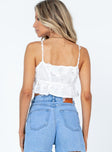 back view of model wearing Princess Polly Bobbie Top White Sleeveless Square Neck 