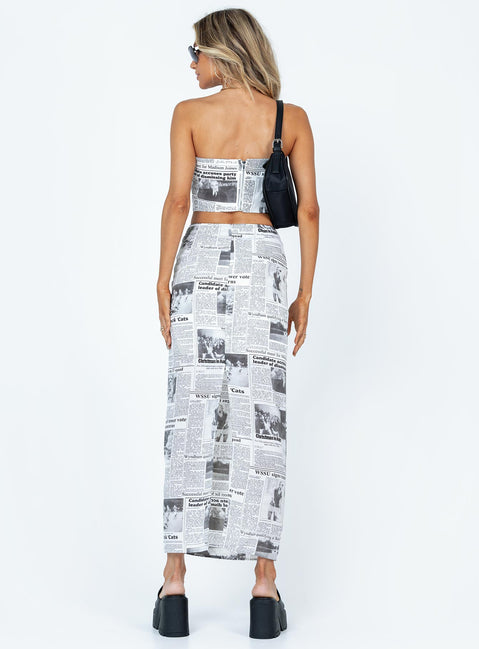 back view of model wearing Princess Polly Morning Story Midi Skirt White Maxi 