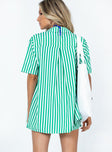 Chloe Short Sleeve Set Green Stripe