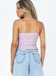 back view of model wearing Princess Polly Gelina Top Lilac Sleeveless Scoop Neck 