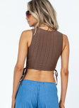 back view of model wearing Princess Polly Connells Top Brown Sleeveless Crew Neck 