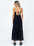 back view of model wearing Princess Polly Chelsea Maxi Dress Black Plunger 