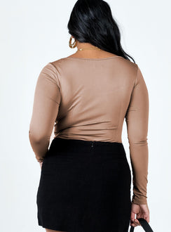 back view of model wearing Princess Polly Shuler Long Sleeve Bodysuit Pink Full Sleeves Square Neck 