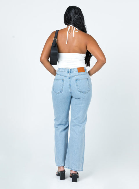 back view of model wearing Princess Polly Clayton Denim Jeans Mid Rise 