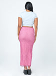 back view of model wearing Princess Polly Ariel Midi Skirt Pink 