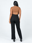 back view of model wearing Princess Polly Alexia Wide Leg Pants Black 