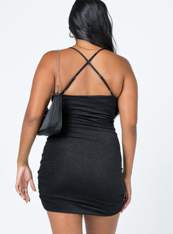 back view of model wearing Princess Polly Shayla Mini Dress Black 