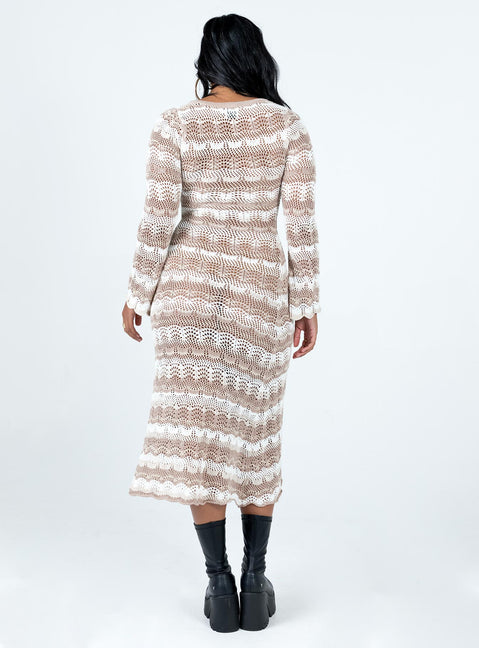 product Princess Polly High Neck  Leah Knit Midi Dress Beige